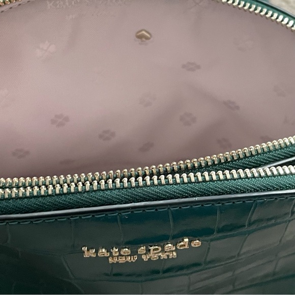 Kate Spade Spencer Croc Embossed Leather Crossbody Dark Green - Picture 8 of 12